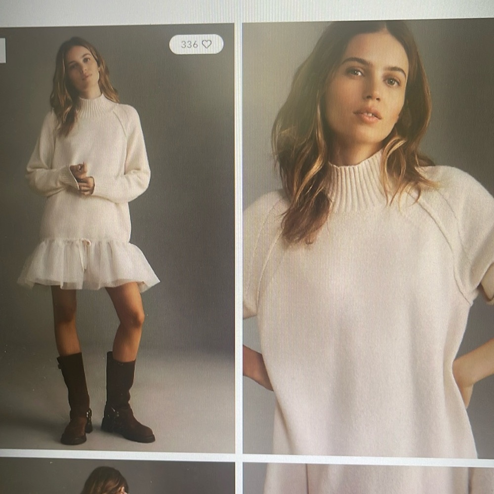 Anthropologie Long Sleeve Turtleneck Tulle Twofer Mini Dress